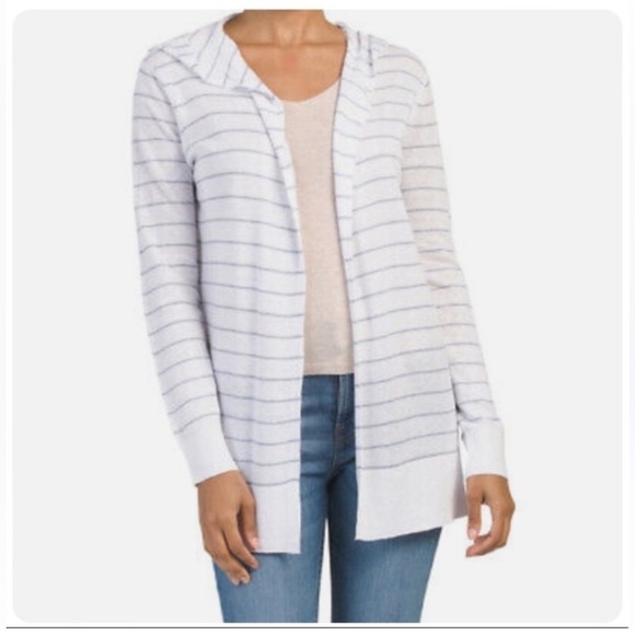 Cynthia Rowley Sweaters - Cynthia Rowley 100% Linen Open Front Cardigan Small Long Sleeve Hooded Beachy